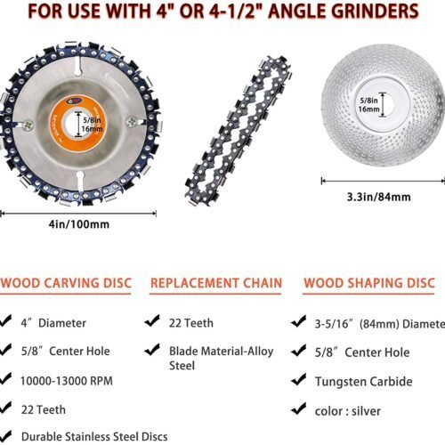 CZS Disco de talla de madera 4/4.5 pulgadas de ángulo de la rueda de la amoladora del disco de carpintería Circular de cadena y disco grueso para amoladora
